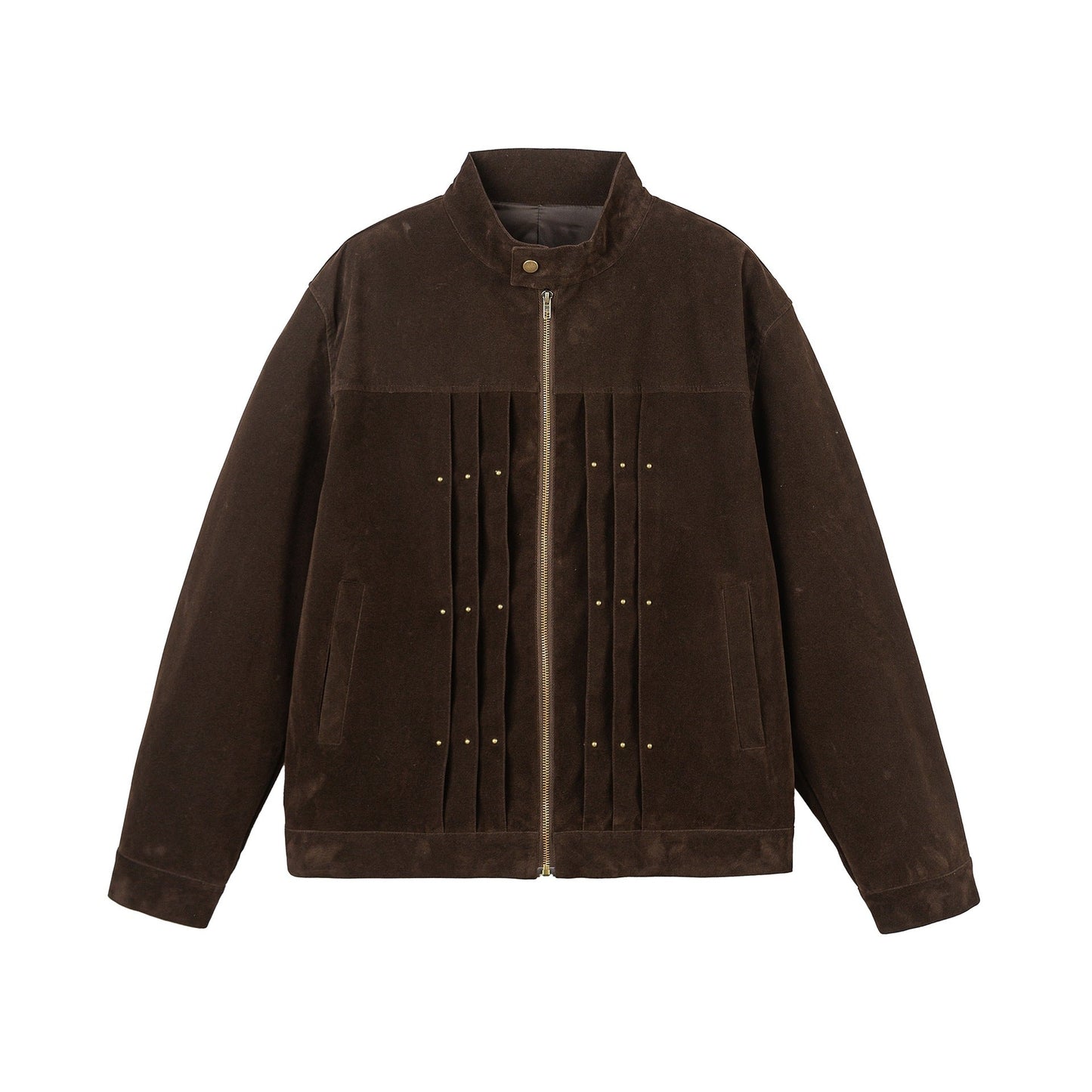 Small Batch Design Suede Stand-Up Collar Loose Versatile Jacket