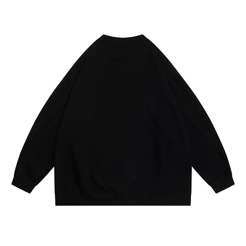 Casual Loose Hoodie with Vintage Letter Embroidery Design