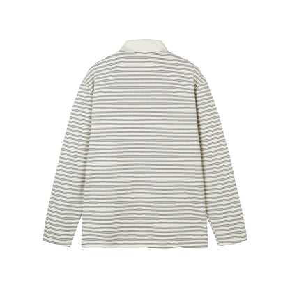 Long Sleeve Polo Shirt Unisex Relaxed Loose Fit Turn-down Collar Base