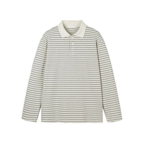 Long Sleeve Polo Shirt Unisex Relaxed Loose Fit Turn-down Collar Base