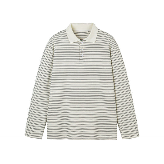 Long Sleeve Polo Shirt Unisex Relaxed Loose Fit Turn-down Collar Base