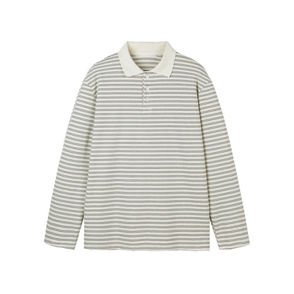 Long Sleeve Polo Shirt Unisex Relaxed Loose Fit Turn-down Collar Base